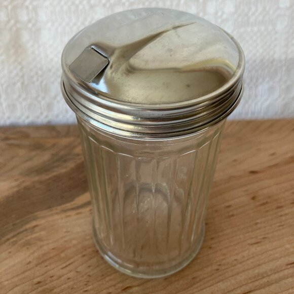 Classic American Diner-Style Ribbed Glass Sugar Dispenser - Picture 2 of 6